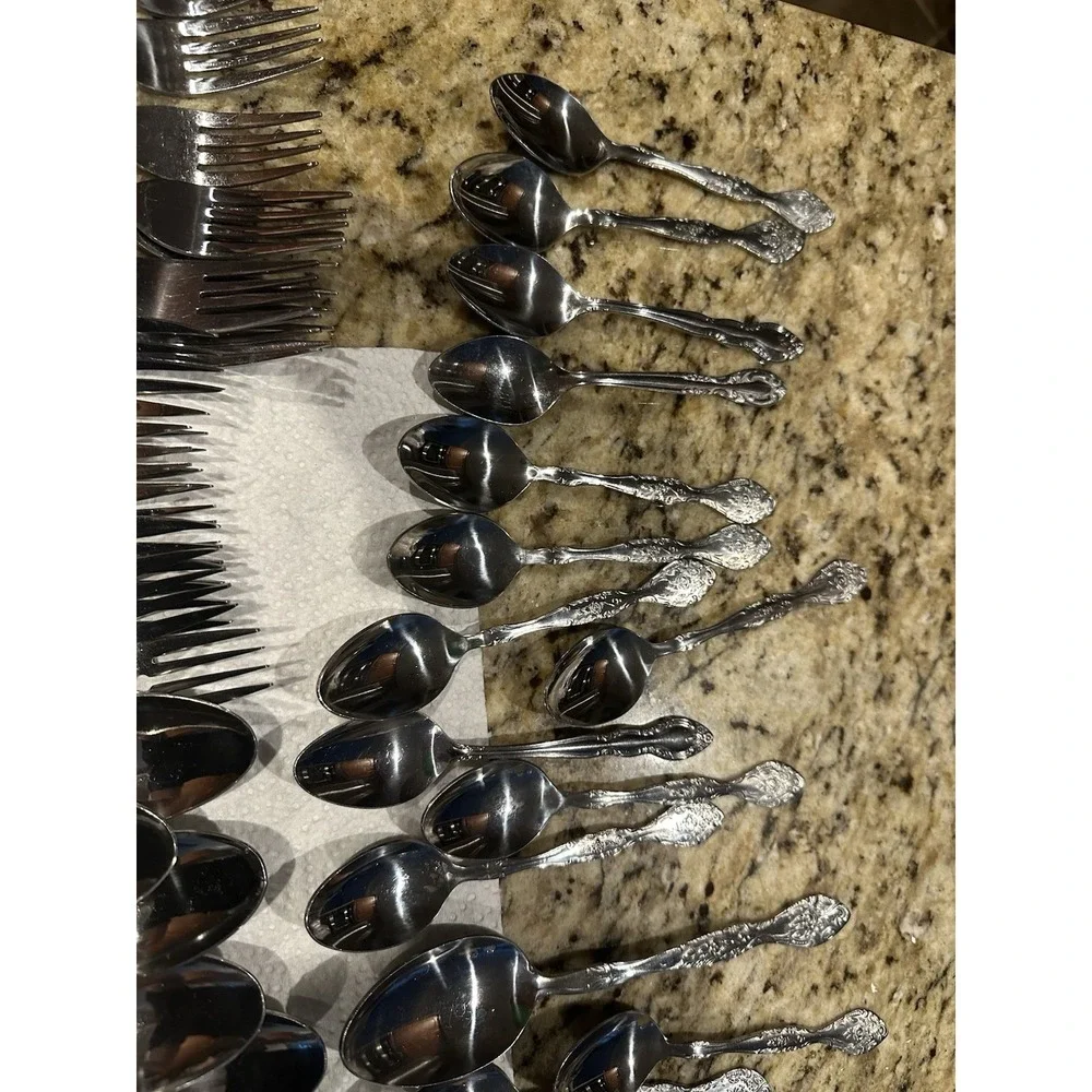Lot of 58 Pieces ORLEANS Silver Stainless Silverware Flatware Japan Vintage.MCM